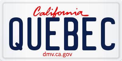 CA license plate QUEBEC