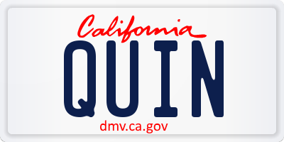 CA license plate QUIN