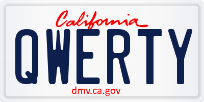 CA license plate QWERTY