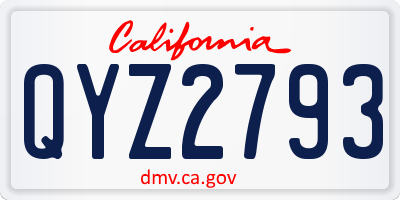 CA license plate QYZ2793