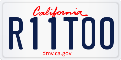 CA license plate R11TOO