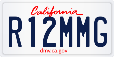 CA license plate R12MMG