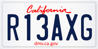 CA license plate R13AXG