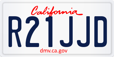 CA license plate R21JJD