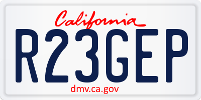 CA license plate R23GEP