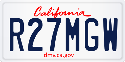 CA license plate R27MGW
