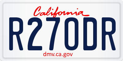 CA license plate R27ODR