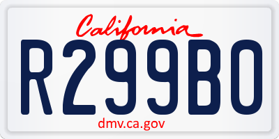 CA license plate R299B0