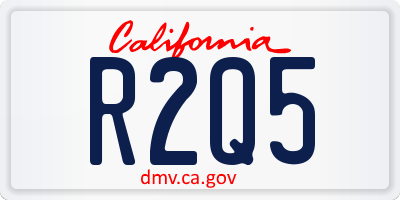 CA license plate R2Q5