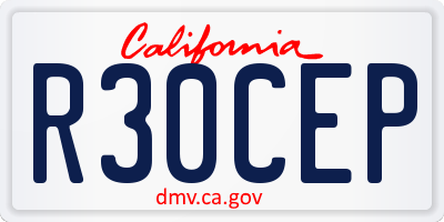 CA license plate R30CEP