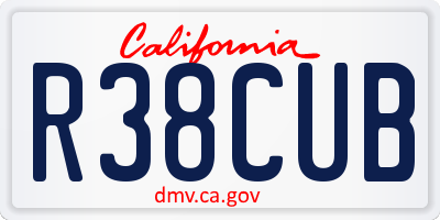 CA license plate R38CUB