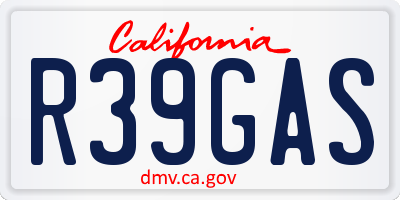 CA license plate R39GAS