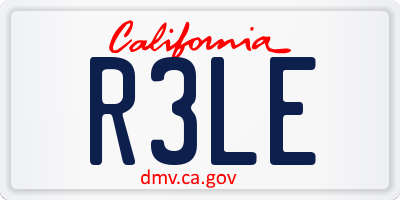CA license plate R3LE