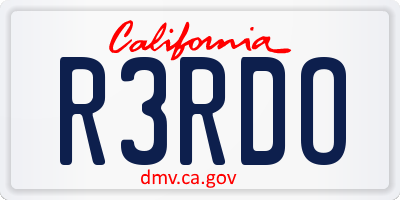 CA license plate R3RDO