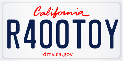 CA license plate R400TOY