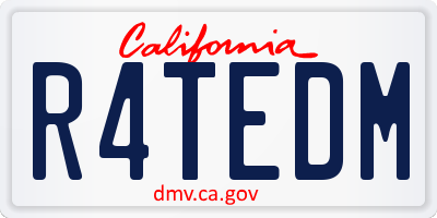 CA license plate R4TEDM