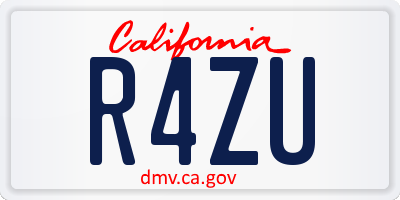 CA license plate R4ZU