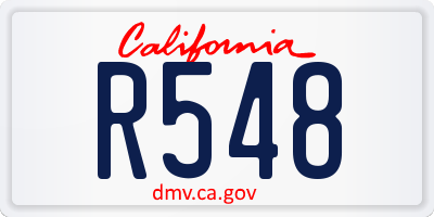 CA license plate R548