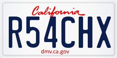 CA license plate R54CHX