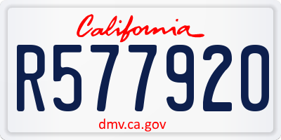 CA license plate R577920