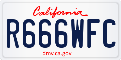 CA license plate R666WFC