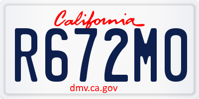 CA license plate R672M0