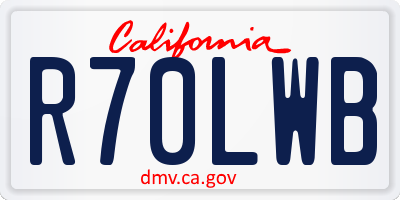 CA license plate R70LWB