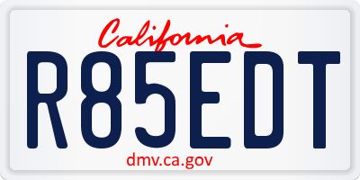 CA license plate R85EDT