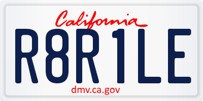 CA license plate R8R1LE