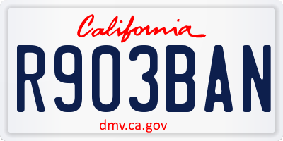 CA license plate R903BAN