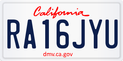 CA license plate RA16JYU