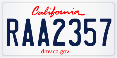 CA license plate RAA2357