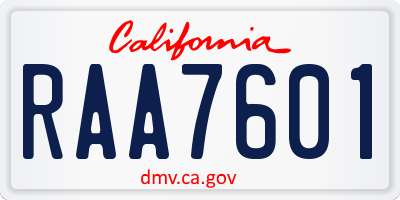 CA license plate RAA7601