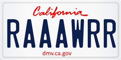 CA license plate RAAAWRR