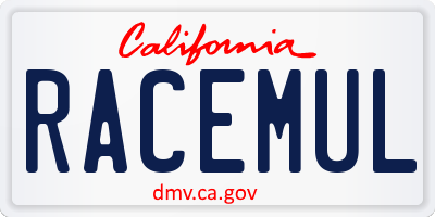 CA license plate RACEMUL