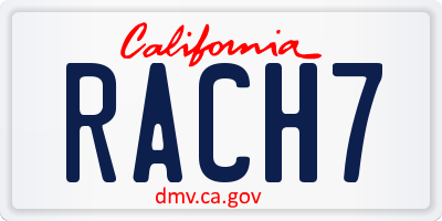 CA license plate RACH7