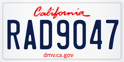 CA license plate RAD9047