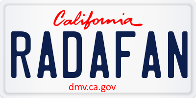 CA license plate RADAFAN