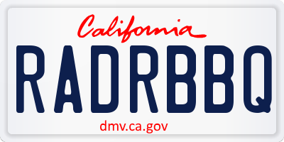 CA license plate RADRBBQ