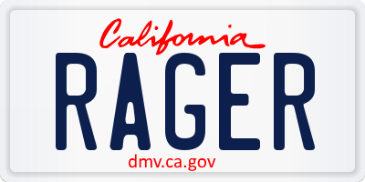 CA license plate RAGER