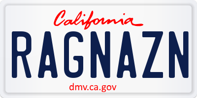 CA license plate RAGNAZN