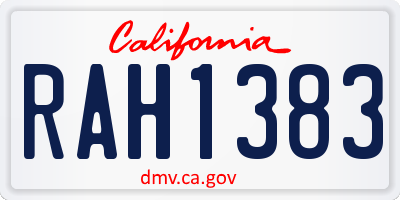 CA license plate RAH1383