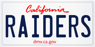 CA license plate RAIDERS