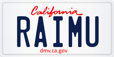 CA license plate RAIMU