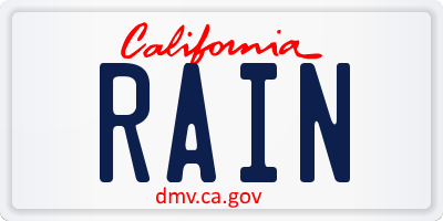 CA license plate RAIN