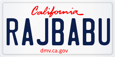 CA license plate RAJBABU