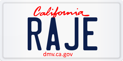 CA license plate RAJE