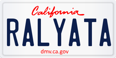 CA license plate RALYATA