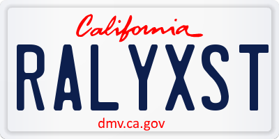 CA license plate RALYXST