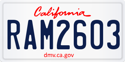 CA license plate RAM2603